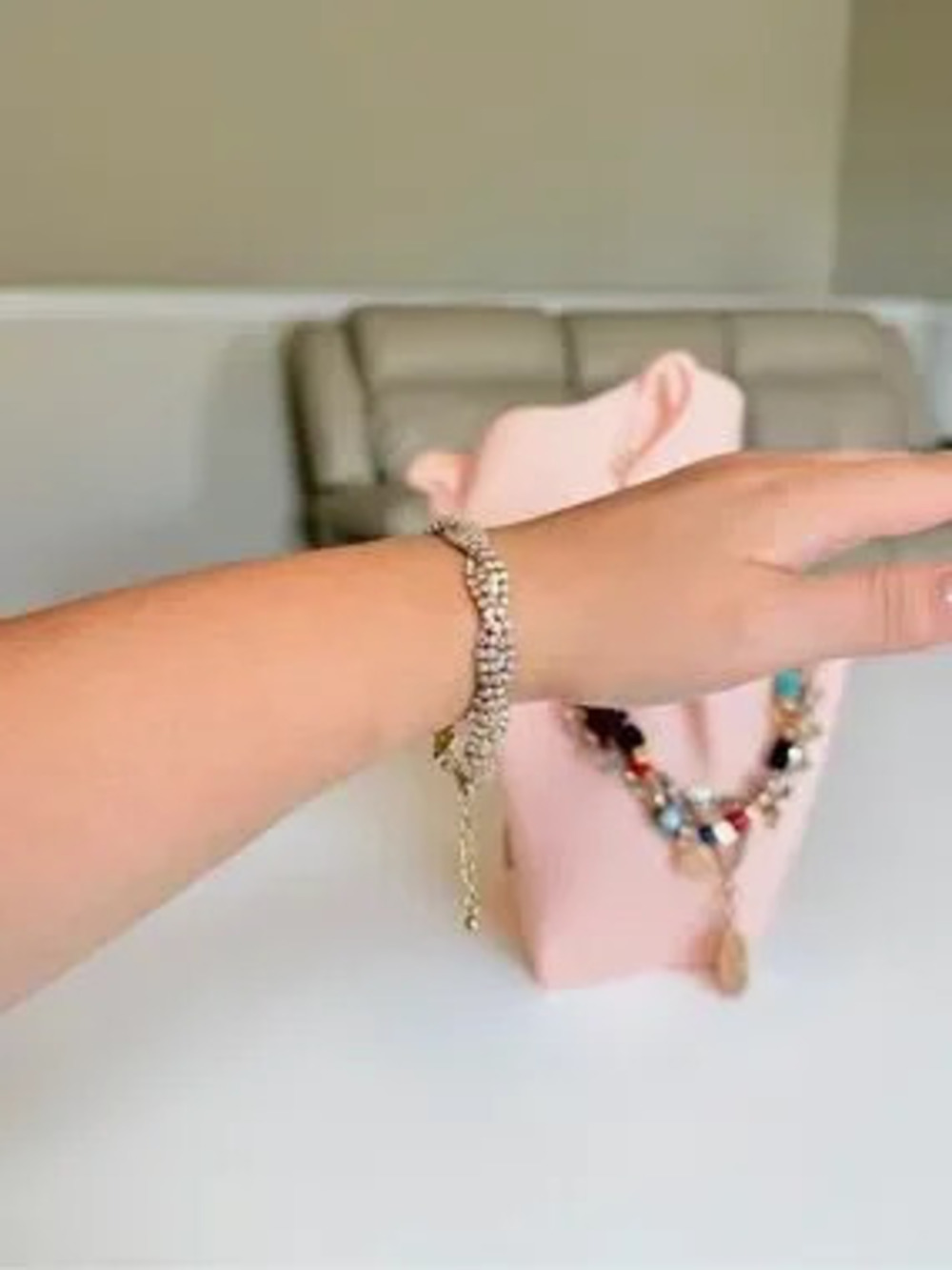 Gold Crystal Tennis Bracelet - Elegant Women's Jewelry
